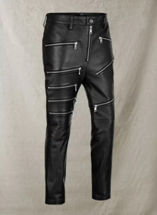 black leather pants for men punk rock