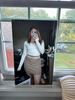 High-waisted houndstooth mini skirt