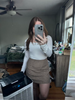 High-waisted houndstooth mini skirt