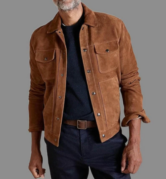 Men Suede Moto Biker Jacket