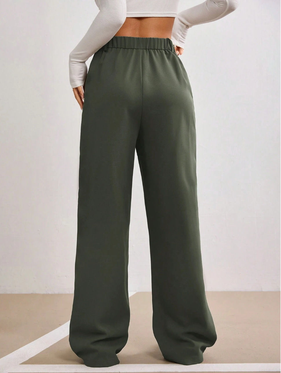 Wide-Leg High Waist Tailored Trousers