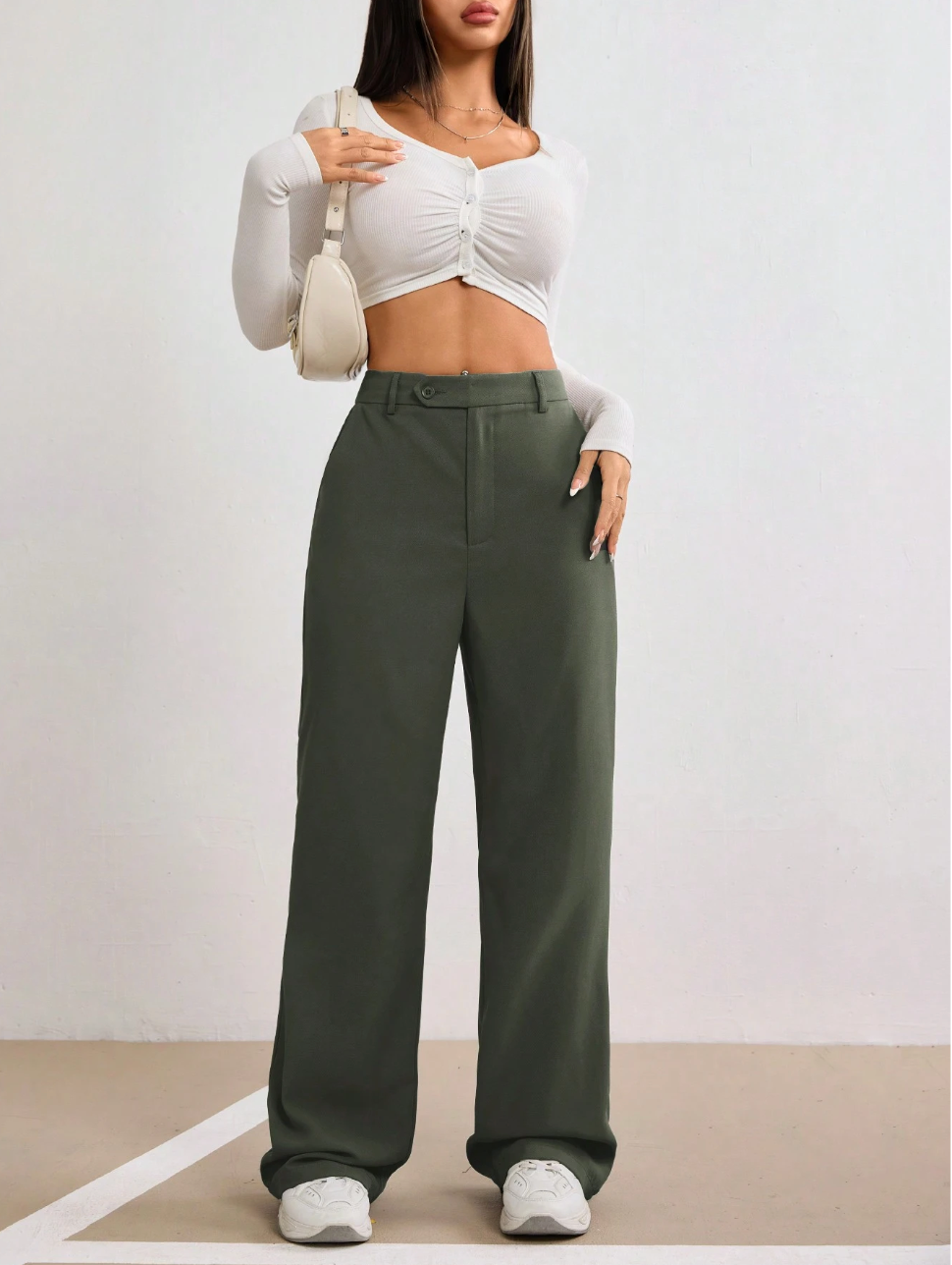 Wide-Leg High Waist Tailored Trousers