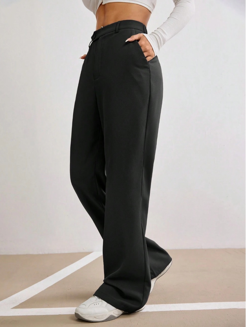 Wide-Leg High Waist Tailored Trousers