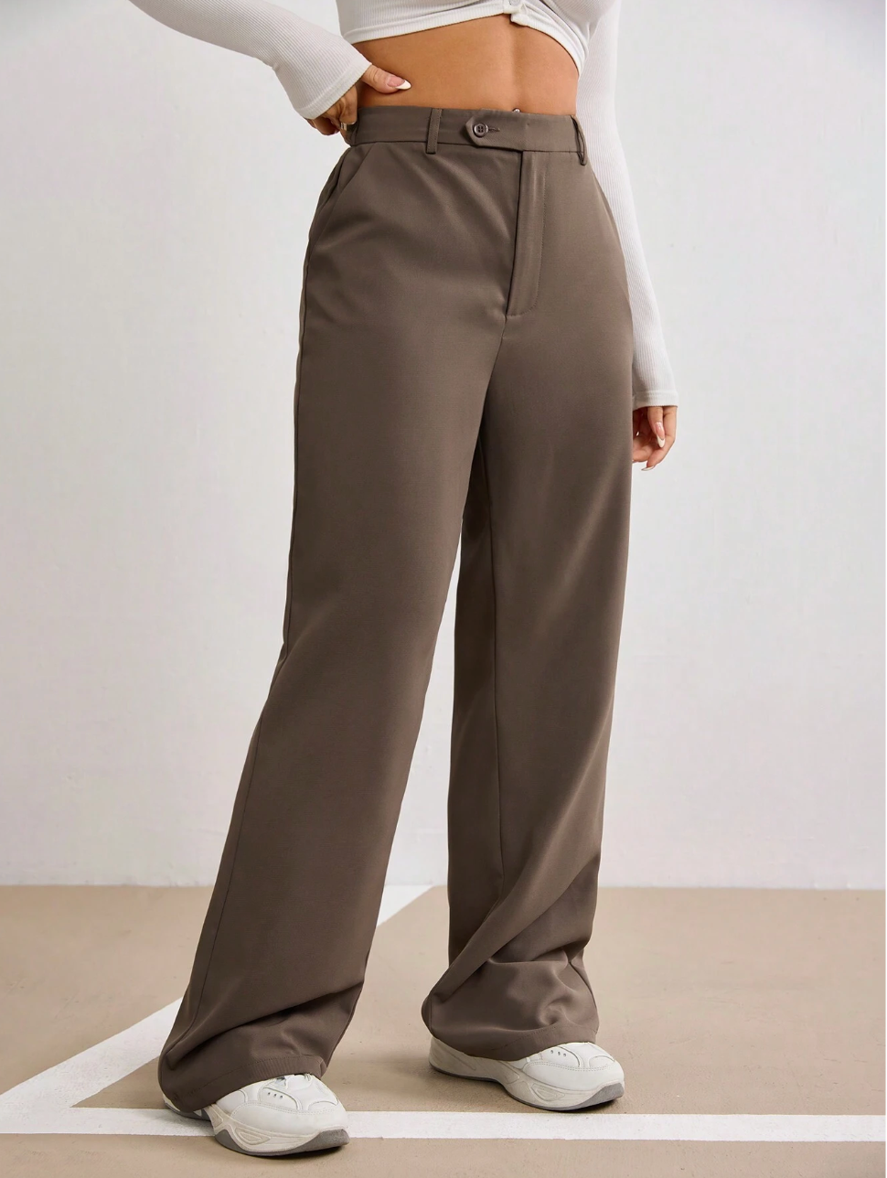 Wide-Leg High Waist Tailored Trousers