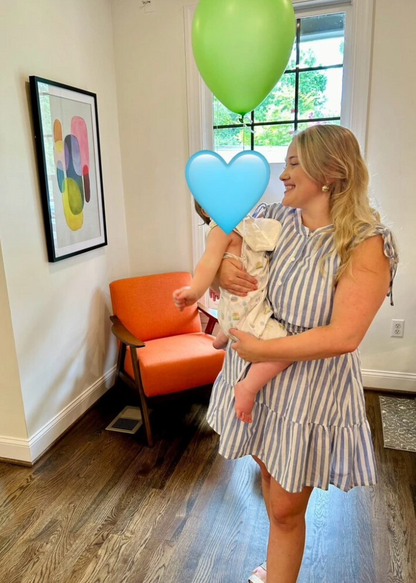 Blue and White Striped Sleeveless Summer Dress