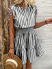 Blue and White Striped Sleeveless Summer Dress