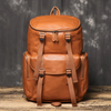large leather backpack travel and hiking