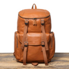 large leather backpack travel and hiking