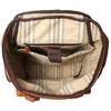 large leather backpack travel and hiking