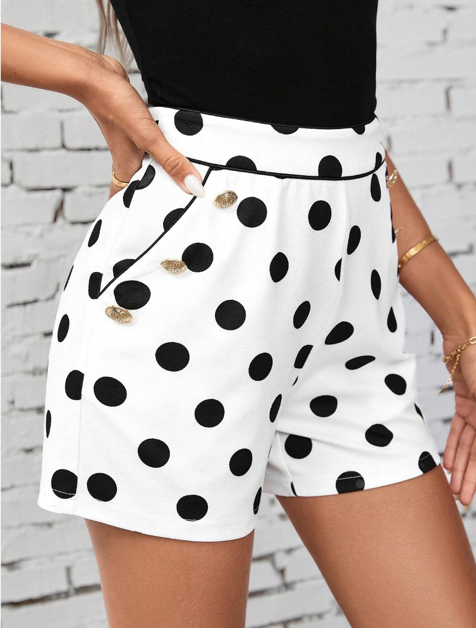 Women's High Waist Polka Dot Summer Shorts