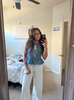 Sleeveless Lace-Up Denim Top