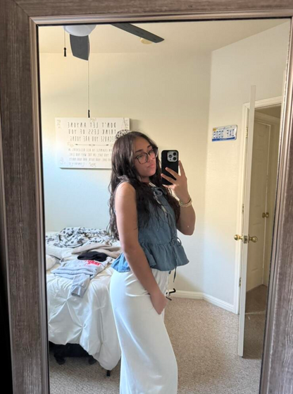 Sleeveless Lace-Up Denim Top