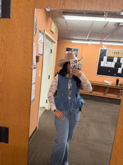 Sleeveless Lace-Up Denim Top