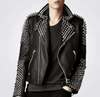 Spiked leather jacket with black biker studs