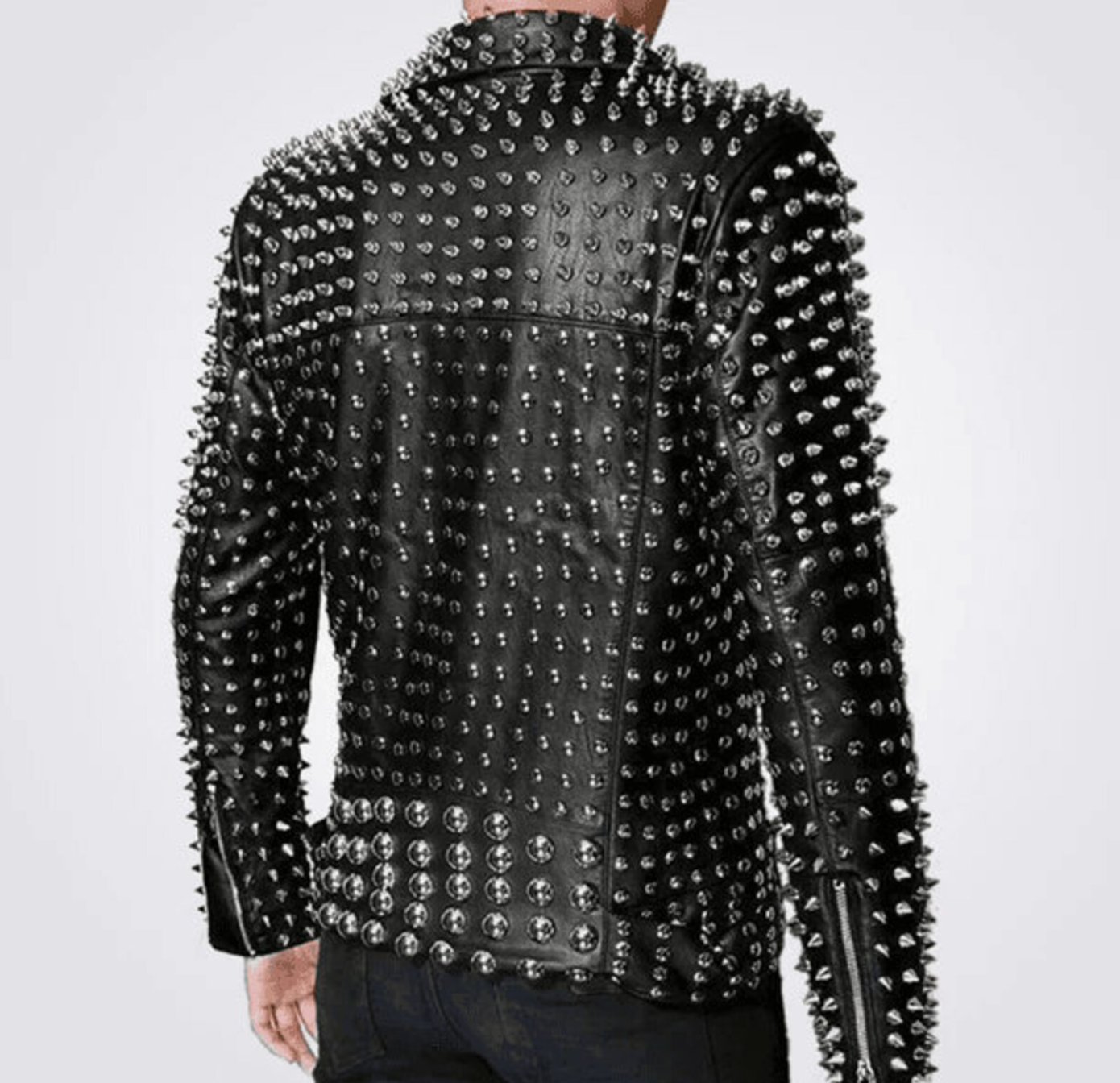 Spiked leather jacket for punk biker wear