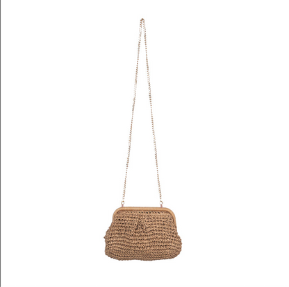 Woven Straw Chain Shoulder Bag