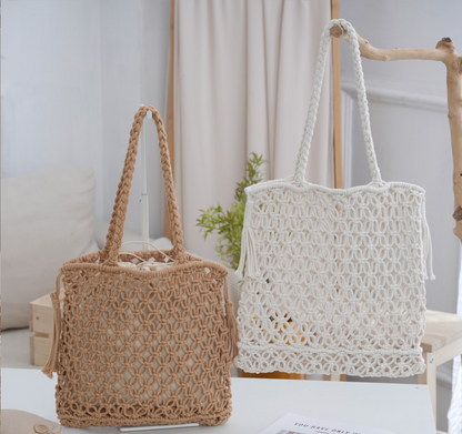cotton crochet beach summer bag
