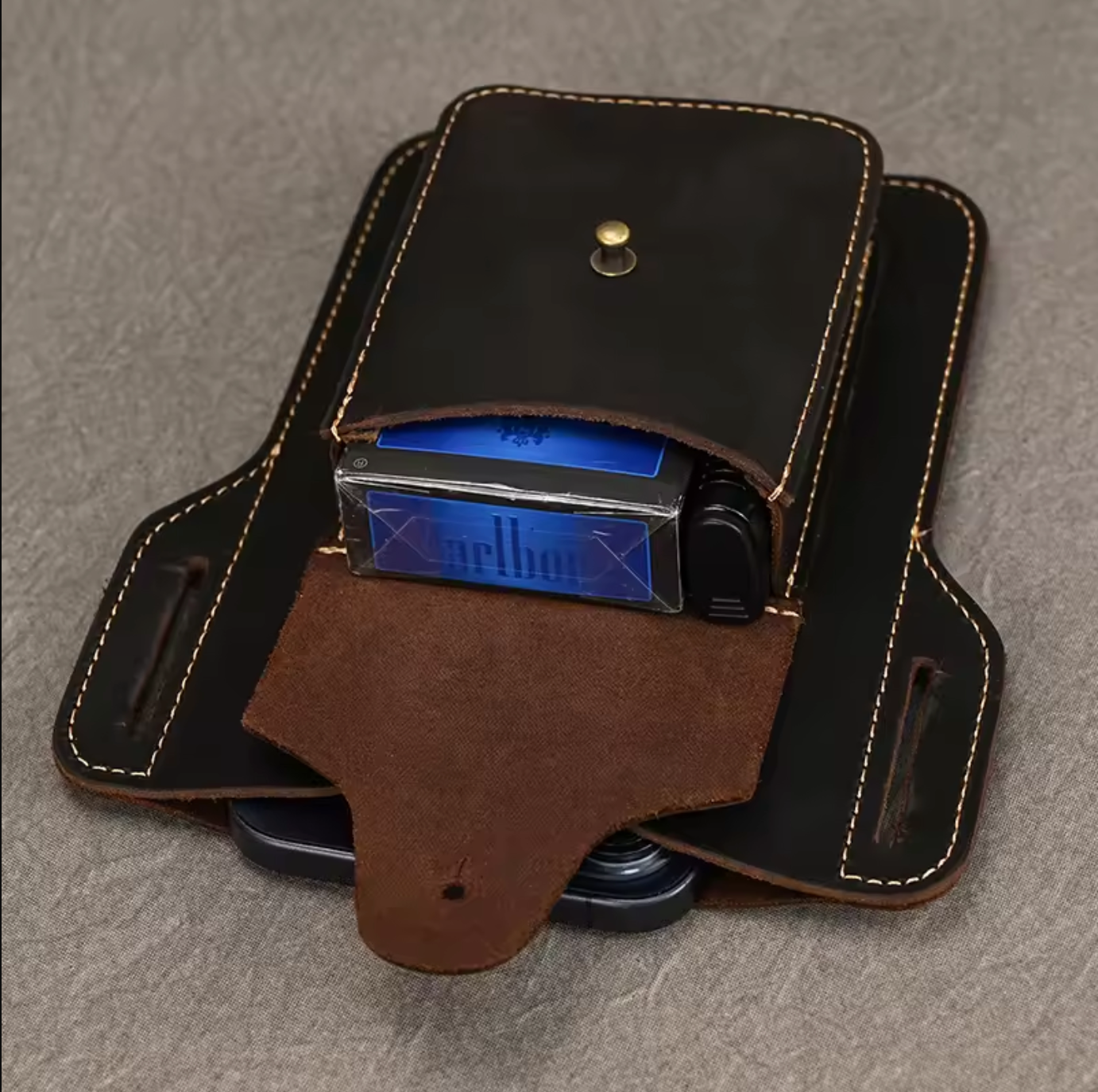 Brown Genuine Leather Belt Pouch