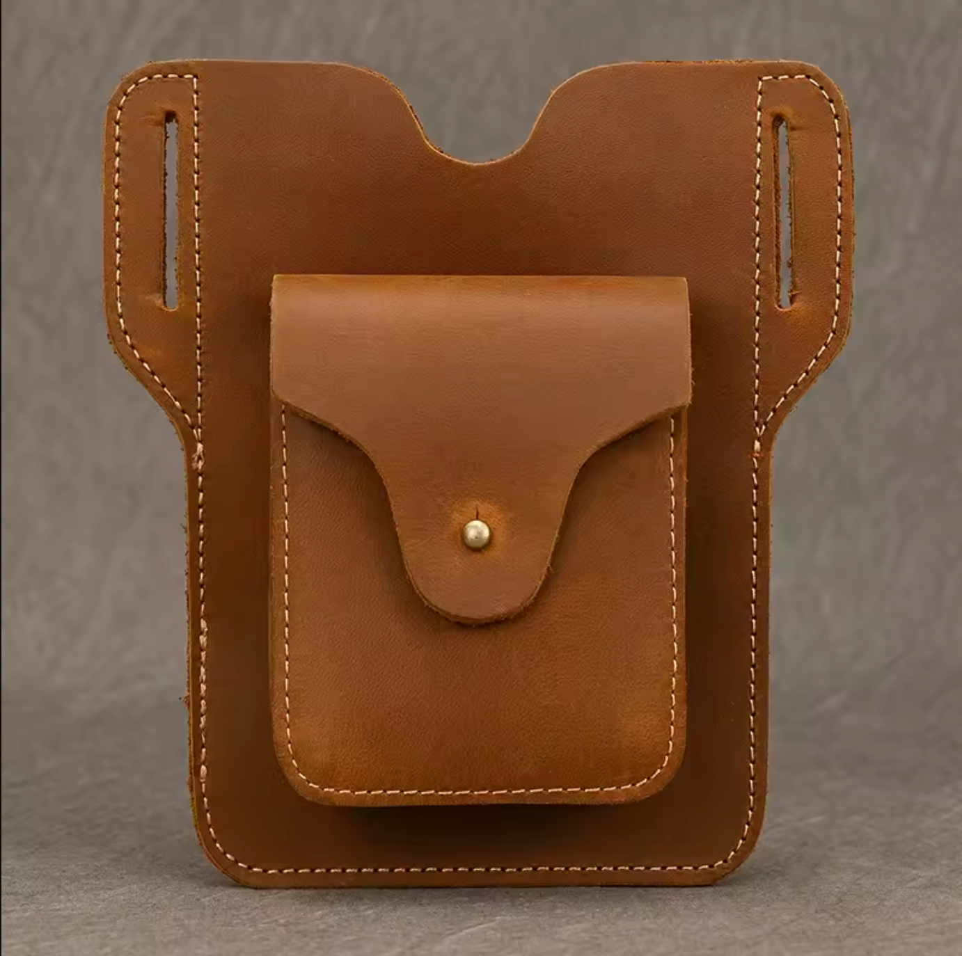 Brown Genuine Leather Belt Pouch