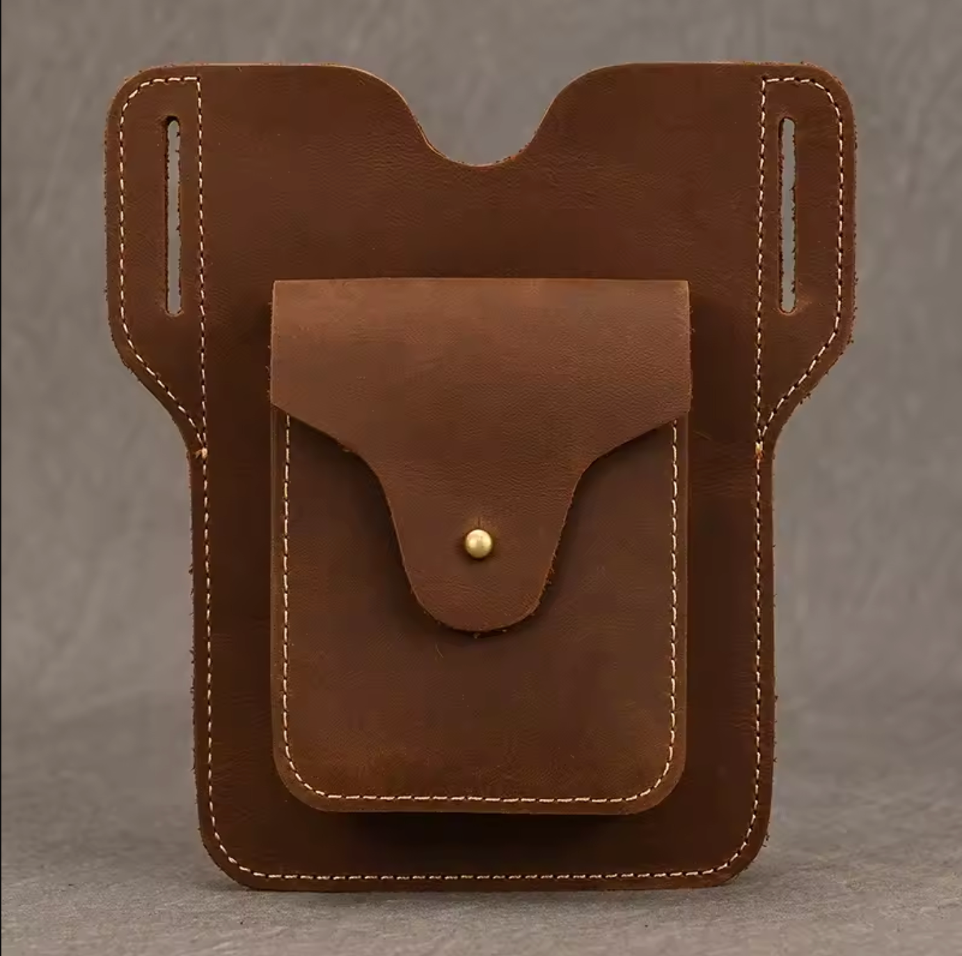 Brown Genuine Leather Belt Pouch