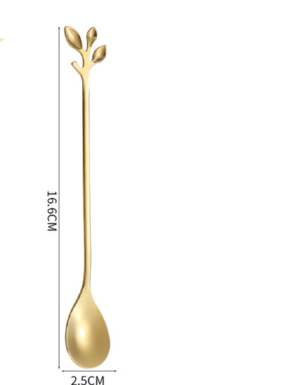 Leaf Handle Dessert Cutlery Set Spoon And Fork