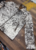 hair on cowhide jacket speckled black white