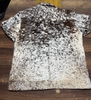 hair on cowhide jacket speckled black white