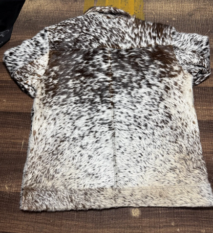 hair on cowhide jacket speckled black white