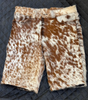 cowhide leather shorts brown white