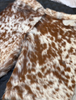 cowhide leather shorts brown white