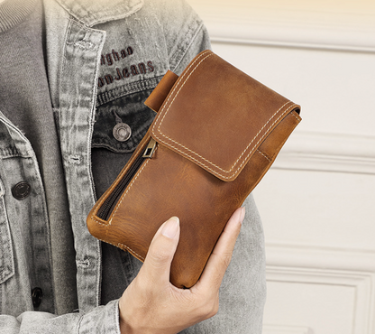 brown leather waist bags for men
