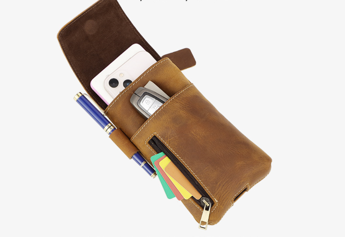 brown leather waist bags for men