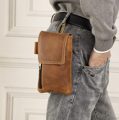 brown leather waist bags for men