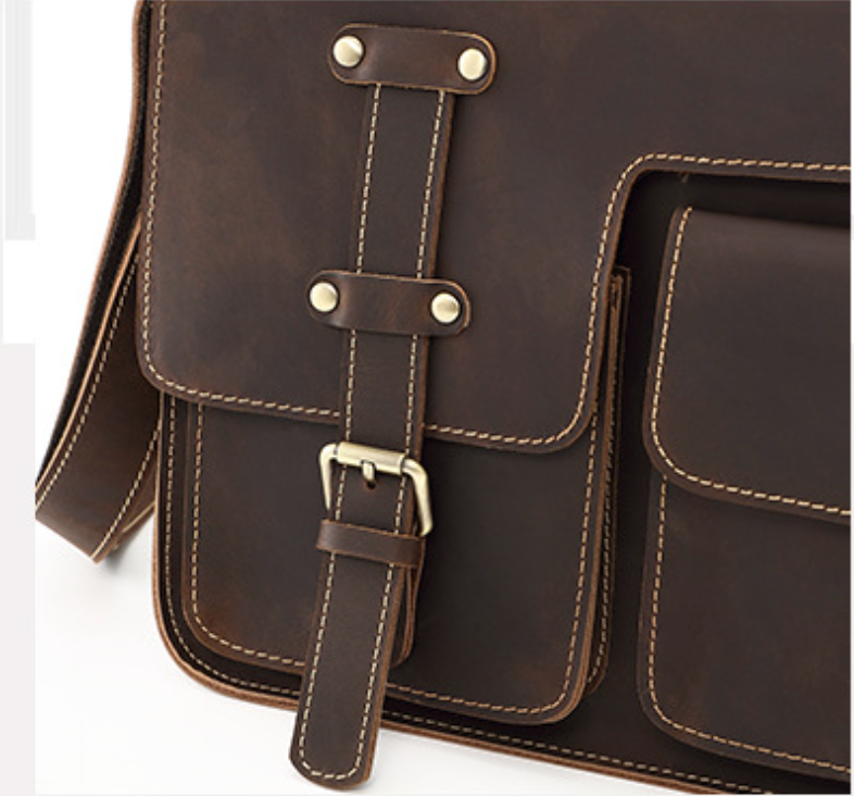 Real Leather Laptop Messenger Bag