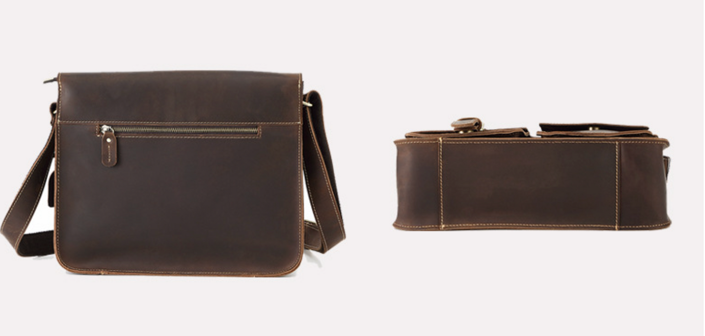 Real Leather Laptop Messenger Bag