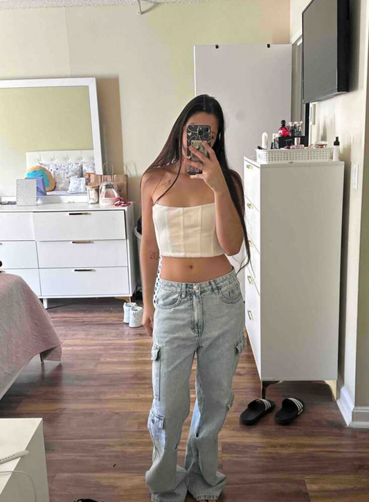 Women’s Loose Fit Cargo Denim Jeans