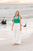 White Cotton Wide Leg Beach Pants for Women