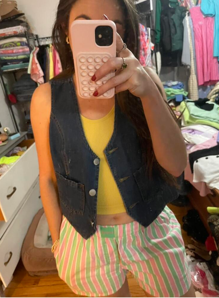 women sleeveless denim cropped vest casual