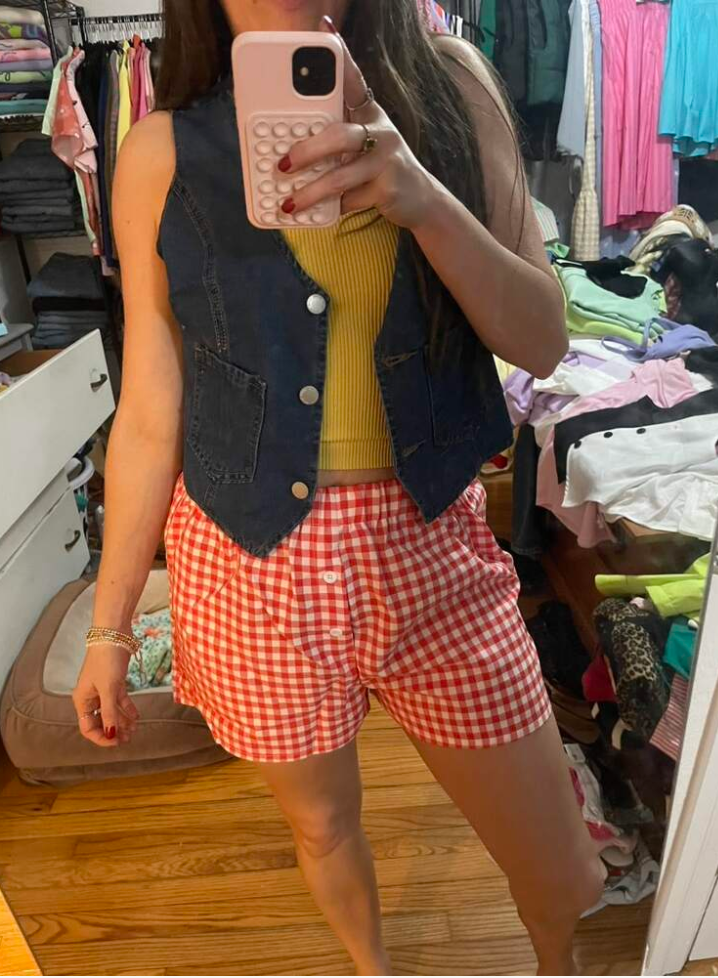 women sleeveless denim cropped vest casual