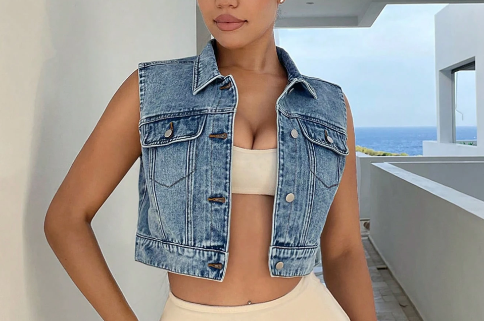 denim jeans cropped top women