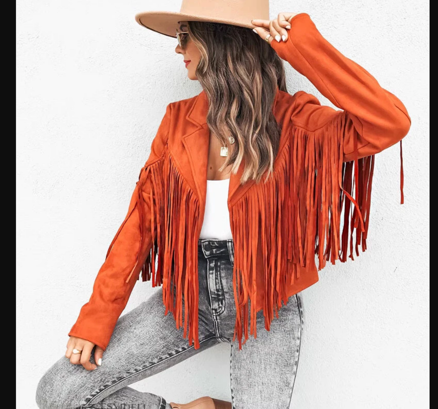 Oversized Women’s Denim Jacket with Fringe