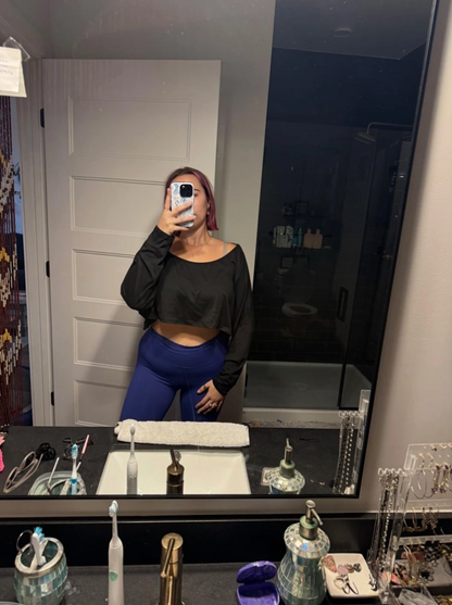 Women's Long Sleeve Casual Blouse Crop Top