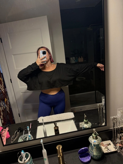 Women's Long Sleeve Casual Blouse Crop Top