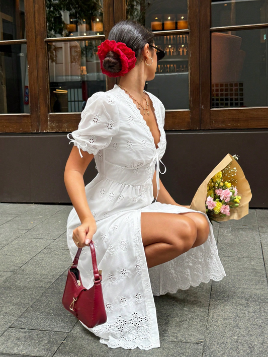 White Cami Dress Maxi with Sleeves