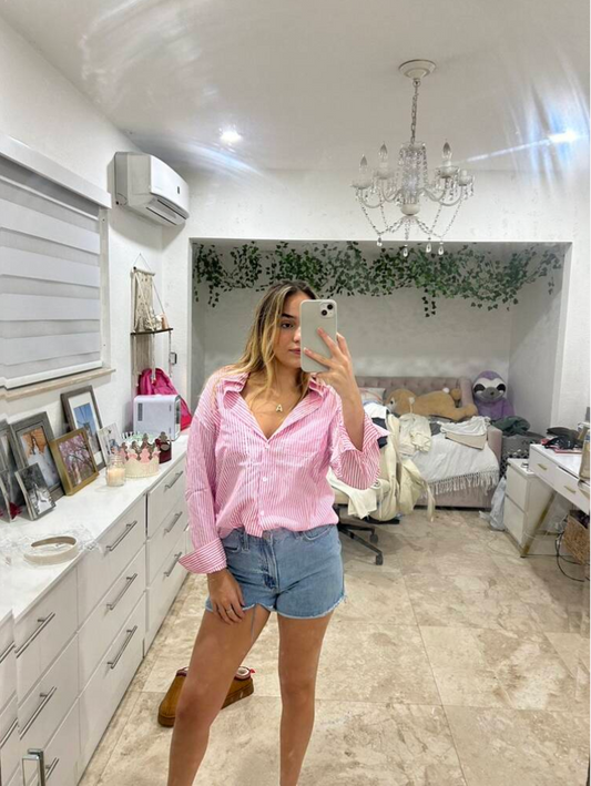 Women's Drop Shoulder Long Sleeve Striped Shirt
