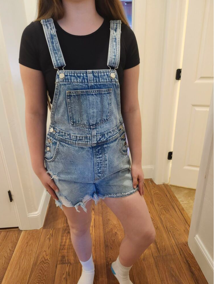 Denim Casual Distressed Overalls Bib Shorts