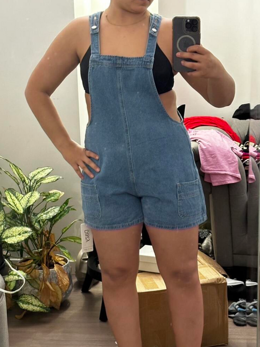 Dual Pocket Denim Overall Casual Summer Denim Onesie