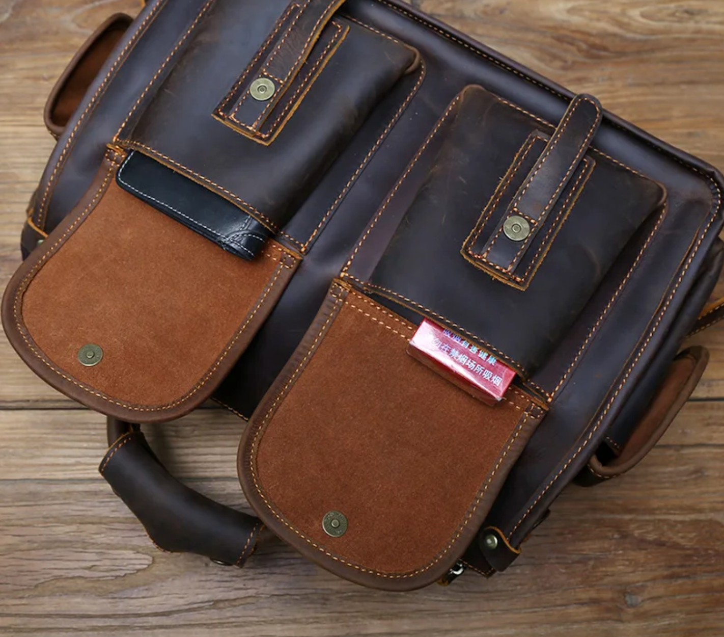 Vintage Leather Briefcase Men's Cowhide Bag