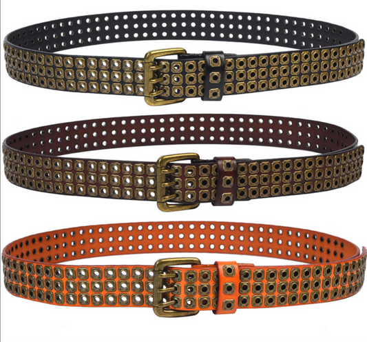 Studded Leather Belts with Rivets Western Cowboy