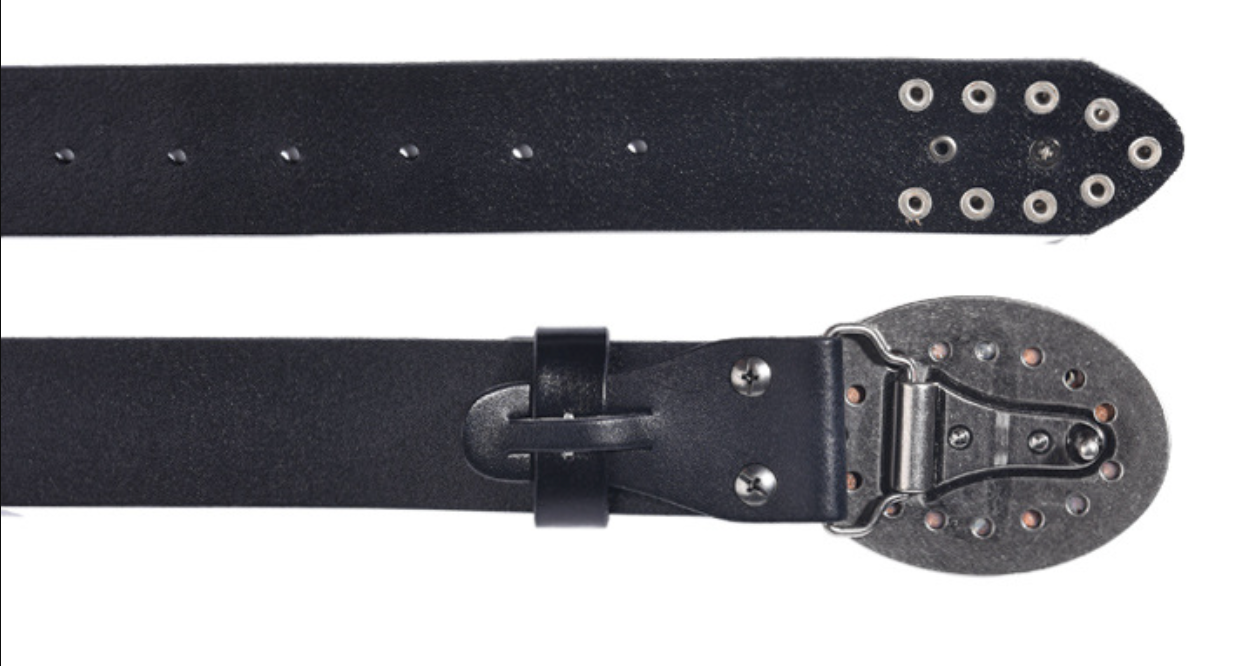 Black Leather Biker Belt with Rivets for Men and Women